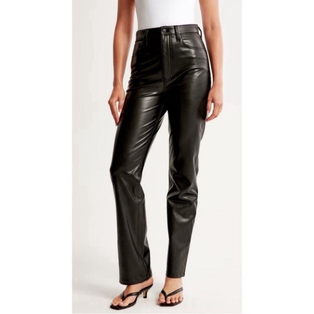 Abercrombie & Fitch Vegan Leather 90s Straight Ultra High Rise Pant